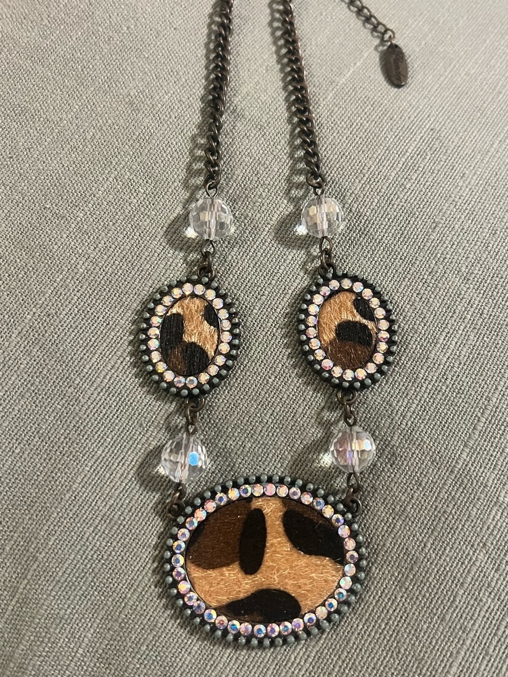 Plunder Leopard Print Pendant Necklace with Crystal Bead Accents - Picture 5 of 5